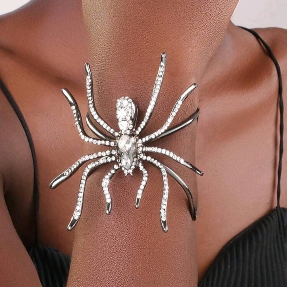 Dazzling Silver Spider Cuff Bracelet